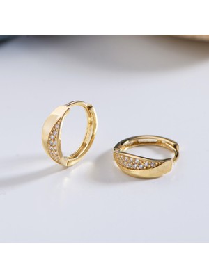 goldkupe 14 Ayar Taşlı Halka Altın Küpe 1,34 gr