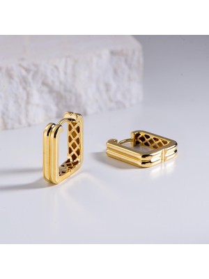 goldkupe 14 Ayar Italyan Kare Kanallı Altın Küpe 5,10 gr