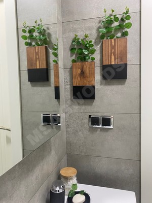 Woodhub 2 Parça 2'li Ahşap Çiçeklik Mutfak Banyo Yapay Çiçek Balkon Kış Bahçesi Ev Hediyesi Çeyiz Bohem Rus