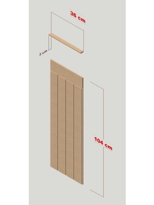 Woodhub Ahşap Dekoratif, Duvar Çıtası, Ahşap Duvar Paneli, Boyanabilir, Ham, Mdf, 36X105 (1 Adet) 1 Doğa Ço