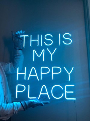 Woodhub 50 x 70 Yazı Neon LED Aydınlatma Gece Lambası Işıklı Duvar Dekor Mavi