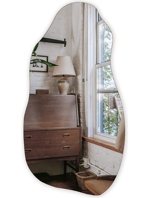 Woodhub Iskandinav Akrilik Düzensiz Gövde Ayna Duvar Dekoru, Oturma Odası Banyo Girişi Için Asimetrik Duvar