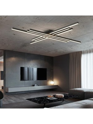 Zr Aydınlatma Siyah 100X100CM 3000K, Kumandalı, LED Tavan Lambası,avize,modern Aydınlatma,dekoratif Işık