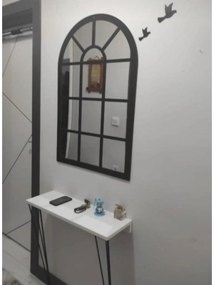 Woodhub Siyah Dekoratif Pencere Ayna Boyalı Pleksi Aynalı Kullanıma Hazır 60X40 cm Üç Adet Kuş Hediyeli Hin
