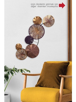 Woodhub Endüstriyel Doreart Astrid Metal Duvar Tablosu, Ev Ofis Duvar Panosu (Bakır) Metal Çok Renkli 5+
