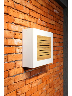 Woodhub 1 Modem Saklama Kutusu Kapaklı Model 33Y x 38G x 12D Çizgili Meşe Modern Yeşil Ahşap