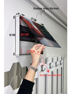 Woodhub Soyut Sigorta Saklama Kutusu Aynı Zamanda Manzaralı Tablolar Bej Ahşap 5+