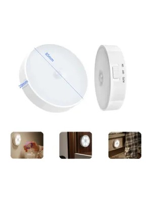 Ahlat Store Hareket Sensörlü 8 Ledli USB Şarjlı Beyaz Işık LED Işık On/auto/off Modlu Dolap Içi, Koridor Type-C