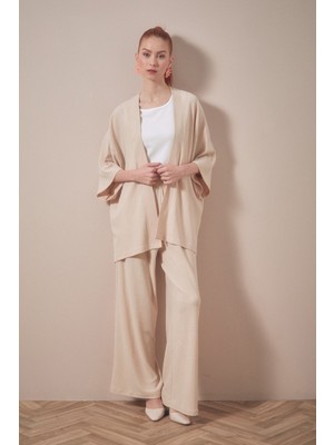 FullaModa Bürümcük Kumaş Şal Yaka  3 Lü Takım