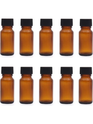 JUNİBELİW 10 Adet 20 ml Amber Mini Cam Şişe Çok Amaçlı Plastik Kapaklı Shot Şişesi 10X20 ml