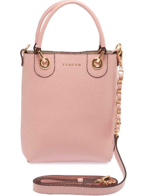 Tergan  Pembe Hakiki Deri Kadın Çapraz Askılı Çanta - S23K1BC80095-T8A