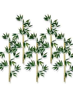 Cihan Çiçekçilik Yapay Yoğun Yapraklı 90 cm 5 Adet Dekoratif Bambu Çubuğu Islak Doku