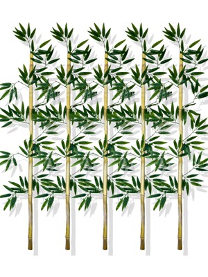 Cihan Çiçekçilik Yapay Yoğun Yapraklı 140 cm 5 Adet Dekoratif Bambu Çubuğu Islak Doku