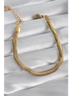 Clariss 316L Çelik Gold Renk Kalın Italyan Zincir Model Kadın Bileklik