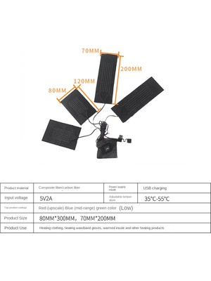 Kigiwaa USB Sıcak Macun Pedleri Hızlı Isıtma Karbon Fiber Isıtma Pedi Güvenli Isıtma Isıtıcı Ped Yelek Için Bir Sürükle Üç Isıtma Pedi (Yurt Dışından)