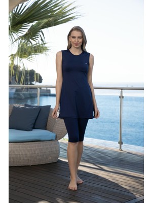 Estiva Kadın Japone Kol Düz Taytlı Elbise Mayo