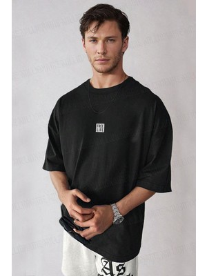Teenage Millionaire Erkek Free Life Siyah Bisiklet Yaka Oversize Salas T-Shirt