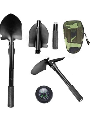 Tekno Trust Siyah Pusulası Katlanır Portatif Kazma Kürek Seti Kamp Kürek Seti