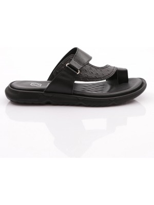 DGN Deri Erkek Terlik Rahat Taban Konforlu Tasarım Siyah Renk