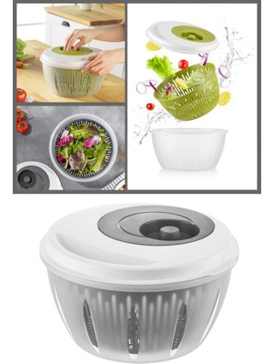 Flora Pratik Salata ve Sebze Kurutucu 4,5 Litre, Meyve Sebze Marul Yeşillik Yıkama Kurutma Kabı Antrasit