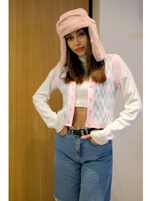 C&city Peluş Trapper Şapka 8002 Gül Kurusu