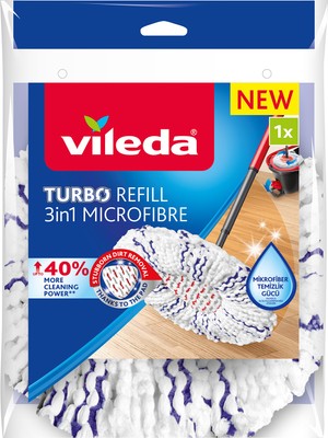Vileda Turbo Deep Clean Yedek Paspas, Extra Pedli, Üçgen Başlık, Derinlemesine Temizlik