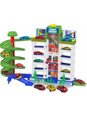 Toysan Oyuncak Asansörlü Garaj Seti Toy-41, 3'lü Arabalı Garaj Seti