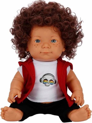 Dollz'n More Curly Bebek 35 cm Kurukafa Tişörtlü Sevimli Kıyafetler ile Eğlenceli Oyun Arkadaşı