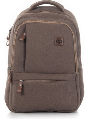 Paqpa Qp Madre  Gabardin Kumaş Laptop Bölmeli Mokka Sırt Çantası