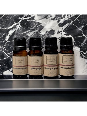 Miss Lina Lavanta, Gül, Yasemin, Akasya Saf Esansiyel Uçucu Yağ Buhurdanlık Yağı Difüzör Esans Aromaterap 4x 40ML