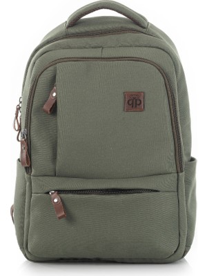 Paqpa Qp Madre  Gabardin Kumaş Laptop Bölmeli Haki Sırt Çantası