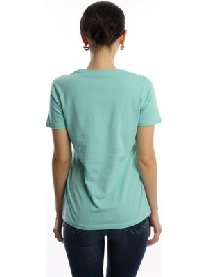 Polo State Kadın Minimal Project Basklı T-Shirt Turkuaz