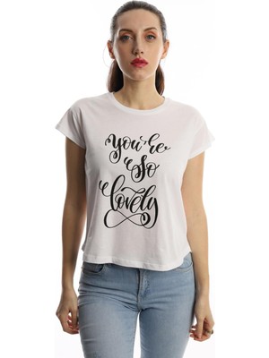 Polo State Kadın You Are So Lovely Baskılı T-Shirt Beyaz