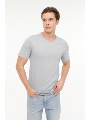 Kinetix M-SN234 Bsc Raw Edge 4fx Grı Erkek Kısa Kol T-Shirt