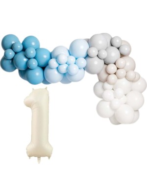 Organizasyon Pazarı ZincirSeti DerinOkyanus-M.Mavi-Taş-Beyaz-DenizKumu+1 34inç Krem FolyoBalon 30Adet+BalonŞeridi