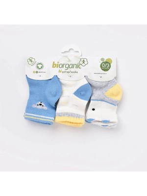 Bistyle Bibaby Biorganic Papyonlu Koala Erkek 3'lü Çorap 68447 Mavi