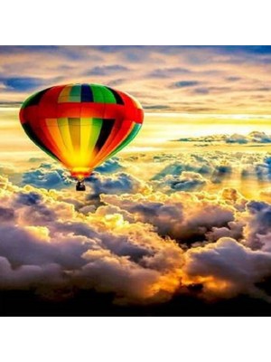 Emos avm Canvas Gökyüzünde Balon Sayılarla Boyama Seti   Kasnaklı