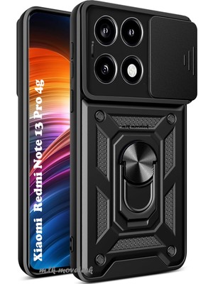 M.TK Moveteck Xiaomi Redmi Note 13 Pro 4g Kılıf Kamera Korumalı Sürgülü Yüzüklü Armor Military Tank Kızaklı Kapak