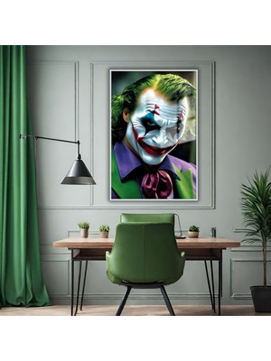 Gaagart Metal Çerçeveli Cam Tablo Film Karakteri Yakın Çekim Joker