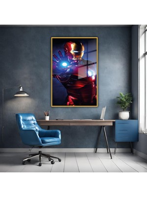 Gaagart Metal Çerçeveli Cam Tablo Film Karakteri Iron Man Görseli