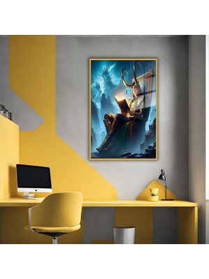 Gaagart Metal Çerçeveli Cam Tablo Film Karakteri Uzak Çekim Loki
