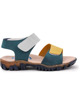 Kiko Kids Erkek Çocuk Sandalet Arz 2362 Petrol - Sarı