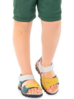 Kiko Kids Erkek Çocuk Sandalet Arz 2362 Petrol - Sarı