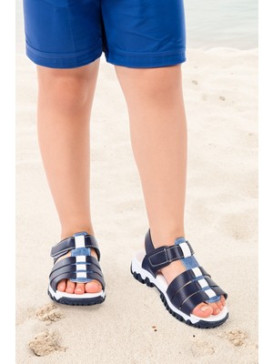 Kiko Kids Erkek Çocuk Sandalet Arz 2358 Lacivert - Mavi