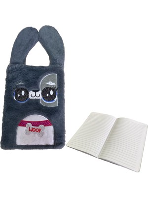 Maxx Fy-5 Woof Kulaklı Pelüş Defter 80 Ypr Çizgili - Gri