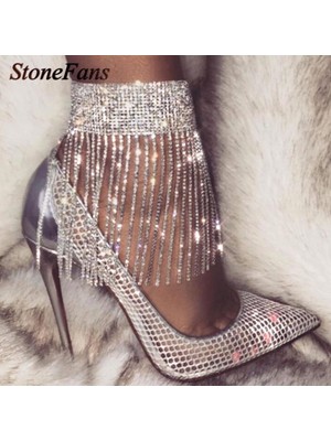 Qiuhong Shop Altın Tip 1 1 Adet Stonefans Tam Rhinestone Püskül Ayarlanabilir Ayak Bilekleri Ayak Zinciri Takı Kadınlar Için Kristal Halhal Cheville Bilezik Bacak Hediyeler (Yurt Dışından)