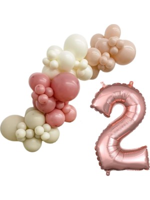 Organizasyon Pazarı MiniZincirBalonSeti DenizKumu-ÇölKumu-R.Pembe-R.Beyaz+2 34inç Rose FolyoBalon 30Adet+BalonŞeridi