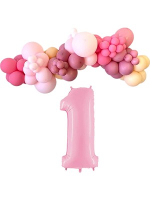 Organizasyon Pazarı MiniZincirBalonSeti Fuşya-M.Pembe-R.Pembe-Şeftali+1 34inç A.PembeFolyoBalon 30Adet+BalonŞerid