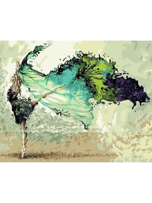 Emos avm Canvas Yesil Balerin Sayılarla Boyama Seti  Kasnaklı