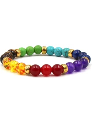 Qiuhong Shop B0893C Lava Taş Bilezikler Kadın Erkek Çakra Bilezikler Hint Yoga Takı Şanslı Fil Fatima El Charm Boncuk Strand Braclets (Yurt Dışından)